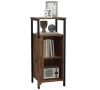 HOMCOM Comodino in Stile Industriale con 2 Ripiani Aperti Marrone Rustico | Scaffale Interno Regolabile su 3 Livelli, Tavolino da Soggiorno, Legno e Acciaio, 34x30x80 cm