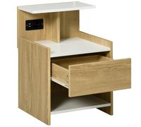 HOMCOM Comodino in truciolato con cassetto 2 Prese e 2 porte USB
