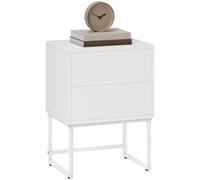 HOMCOM Comodino Moderno a 2 Cassetti con Apertura a Pressione 40x30x50cm Bianco