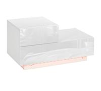 HOMCOM Comodino Moderno con 16 Luci LED RGB, Telecomando e Due Cassetti in Truciolato, 70x37x38cm, Bianco