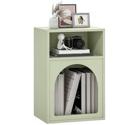 HOMCOM Comodino moderno con 2 scomparti aperti, design a forma di arco, tavolino ausiliario, per soggiorno, camera da letto, 40 x 30 x 60 cm, verde