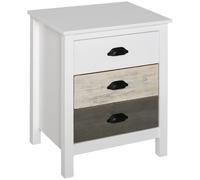 Homcom Comodino moderno con 3 cassetti 50X38X65 cm Bianco