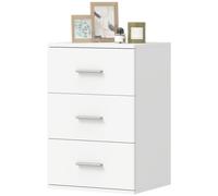 HOMCOM Comodino Moderno con 3 Cassetti e Multiuso per Camera e Salotto Bianco