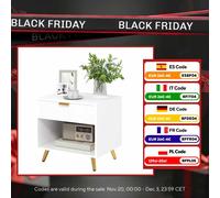 Homcom Comodino moderno con cassetto e scomparto 50X40X47 cm Bianco