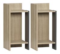 HOMCOM Comodino Moderno con Ripiano Aperto 27x25x60 cm Grigio | Set da 2 Pezzi in Truciolato, per Camera da Letto e Soggiorno