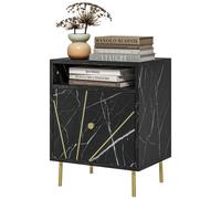 Homcom Comodino moderno effetto marmo 39X30X50 cm Nero