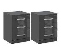 HOMCOM Comodino Moderno, Set 2 Pezzi con 3 Cassetti per Camera da Letto e Soggiorno in Truciolato, 40x36x56cm, Grigio