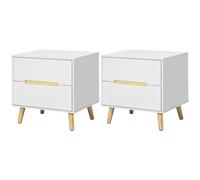 HOMCOM Comodino Moderno Set 2pz con 2 Cassetti 50x40x50.5 cm Bianco