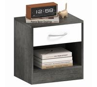 HOMCOM Comodino per Camera da Letto con Ripiano Aperto e Cassetto, Comodino Moderno in Truciolato, 39x28x41 cm, Bianco e Grigio Scuro