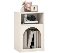 HOMCOM Comodino, Tavolo da Notte con Scomparti Aperti, Design Arcuato, Comodino da Letto per Camera da Letto, Soggiorno, 40 x 30 x 60 cm, Crema