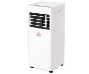 HOMCOM Condizionatore d'Aria Mobile, 7000BTU 3-in-1 Climatizzatore - Raffreddamento, Deumidificazione e Ventilazione - Deumidificatore, Ventilatore, con Telecomando Timer 24h, 2 Velocità, per 10-15 m²