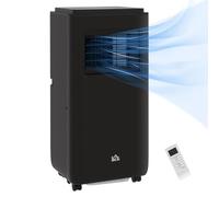 HOMCOM Condizionatore Portatile con 5 in 1 e Timer 24h, Climatizzatore Portatile con Deumidificazione, Ventilazione, Raffreddamento, 33x28x70.4 cm (Nero, 9000BTU)