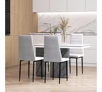 HOMCOM Confezione 4 sedie da pranzo imbottite lino Gambe in metallo 41x50x97 cm