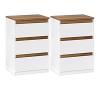 Homcom Confezione da 2 comodini comodini stretti per camera da letto con 3 cassetti stile moderno 40X30X59,5 cm bianco