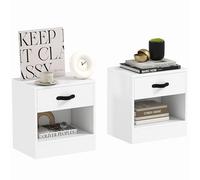 HOMCOM Confezione da 2 Comodini per camera da letto Comodini stretti con cassetto e scomparto aperto per soggiorno 39x28x41 cm Bianco