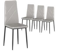 Homcom Confezione da 4 sedie da pranzo, sedie da cucina moderne, imbottite in ecopelle, schienale alto, sedile imbottito