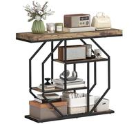 HOMCOM Console industriale, tavolo da ingresso a 4 ripiani con ripiani portaoggetti e struttura circolare in acciaio per soggiorno, ingresso, marrone rustico