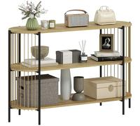 HOMCOM Consolle con corda di carta intrecciata a mano Consolle per corridoio a 3 livelli con struttura in acciaio in stile bohémien per ingresso soggiorno 124x43,5x80 cm Naturale