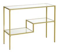 HOMCOM Consolle da Ingresso in Vetro Temperato 3 ripiani color Oro