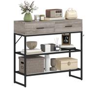 TAVOLINO HOMCOM IT837-668V00ND - Truciolato e metallo, 100x35x92cm, 2 cassetti, ripiani in rete