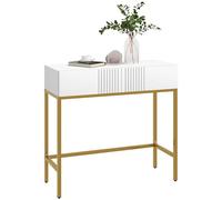HOMCOM Mobile Consolle con 2 Cassetti e Gambe Dorate 80x31.5x75cm Bianco