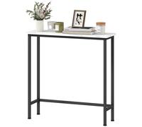 HOMCOM Tavolo Consolle Moderno da Ingresso con Piano Effetto Marmo e Piedini Regolabili, Tavolo da Ingresso in Truciolato e Metallo, 75x24x76 cm, Bianco e Nero