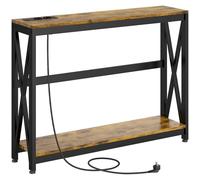 HOMCOM Consolle da Ingresso con Prese di Corrente e USB 100x24x75cm Marrone