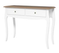 HOMCOM Tavolo Consolle Moderno con 2 Cassetti, Consolle da Ingresso in MDF e Truciolato, 100x35x76.5 cm, Bianco e Marrone Scuro