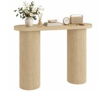HOMCOM Consolle scanalata 103 cm con vano nascosto, effetto rovere | Consolle farmhouse stretta per ingresso/dietro divano, con gambe a colonna e piano ovale, per foyer, soggiorno e studio