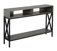 HOMCOM consolle stile industriale 3 ripiani Legno Metallo 120x23,5x75cm Grigio