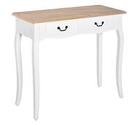 HOMCOM Consolle Tavolino con 2 cassetti Design retrò per ingresso corridoio soggiorno Camera da letto Pino 87x34x78,5 cm Bianco