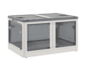 HOMCOM Contenitore in Plastica con Coperchio Impilabile e Pieghevole, 5 Aperture con Blocchi, 4 Ruote, 60x42x34 cm, Bianco Aosom Italy