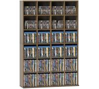 HOMCOM Contenitore per CD e DVD, scaffale di archiviazione, capacità massima 456 CD/336 DVD, 24 scomparti e ripiani regolabili, per ufficio, soggiorno, camera da letto, 89 x 20 x 130,5 cm, marrone