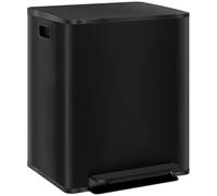 HOMCOM Contenitore per cosmetici a doppio scomparto 2 x 25L, separatore di rifiuti a pedale in acciaio inox, contenitore interno, coperchio a chiusura morbida con funzione di autochiusura, maniglie,