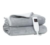 HOMCOM Coperta Elettrica 160x140 cm con 5 Livelli di Calore e 2 Telecomandi, in Pile e Poliestere Grigio Aosom Italy