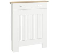 HOMCOM Copertura per Radiatore a Doghe Antiribaltamento con Cassetto Portaoggetti, Copritermosifone in Legno, 78x19x97 cm, Bianco