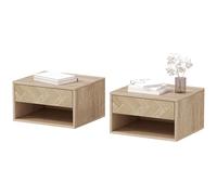 HOMCOM Coppia di Comodini Sospesi con Cassetto e Ripiano 37x32x21 cm Legno