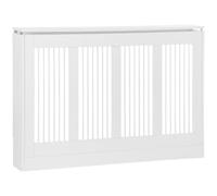 HOMCOM Copritermosifone a Doghe con Antiribaltamento 120x18x84cm Bianco | Copri Termosifone Moderno, per Soggiorno Corridoio Ufficio, in MDF e Acciaio