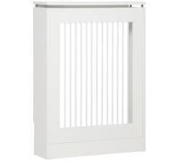 HOMCOM Copritermosifone a Doghe con Antiribaltamento 60x18x84cm Bianco | Copri Termosifone Moderno, per Soggiorno Corridoio Ufficio, in MDF e Acciaio