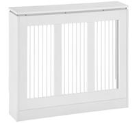 HOMCOM Copritermosifone a Doghe con Antiribaltamento 90x18x84cm Bianco | Copri Termosifone Moderno, per Soggiorno Corridoio Ufficio, in MDF e Acciaio