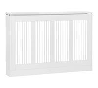 HOMCOM Copritermosifone a Doghe, Copri Termosifone Moderno con Antiribaltamento per Soggiorno, Corridoio, Ufficio, in MDF e Acciaio, 120x18x84cm, Bianco
