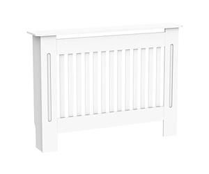 HOMCOM Copritermosifone a Doghe in MDF, Copri Termosifone Moderno con Antiribaltamento per Casa e Ufficio, 112x19x81 cm, Bianco