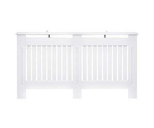 HOMCOM Copritermosifone a Doghe in MDF, Copri Termosifone Moderno con Antiribaltamento per Casa e Ufficio, 152x19x81 cm, Bianco