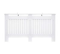 HOMCOM, Copritermosifone a Doghe in MDF Moderno, 152x19x81 cm, Bianco