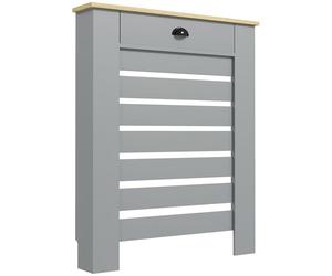 HOMCOM Copritermosifone a Doghe Moderno, Copri Termosifone Moderno a Griglia con Antiribaltamento e 2 Cassetti in MDF, per Casa e Ufficio, 78x19x95.5 cm, Grigio