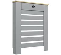HOMCOM Copritermosifone a Doghe Moderno, Copricalorifero a Griglia con Cassetto in MDF, per Casa e Ufficio, 78x19x95.5 cm, Grigio