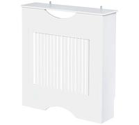 HOMCOM Copritermosifone Bianco in MDF, Copri Termosifone Moderno con Piano d'Appoggio e Design Antiribaltamento per Soggiorno, Corridoio, Ufficio, 78x19x82 cm