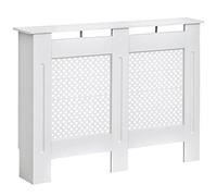 HOMCOM Copritermosifone in Legno MDF, Copri per Termosifone Moderna con Ripiano Superiore e Antiribaltamento per Casa e Ufficio, 111.5x82x19 cm, Bianco