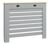 HOMCOM Copritermosifone in MDF a Doghe con 2 Cassetti, 111x19x95.5 cm, Grigio