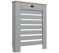 HOMCOM Copritermosifone in MDF a Doghe con Cassetto, 78x19x95.5 cm, Grigio